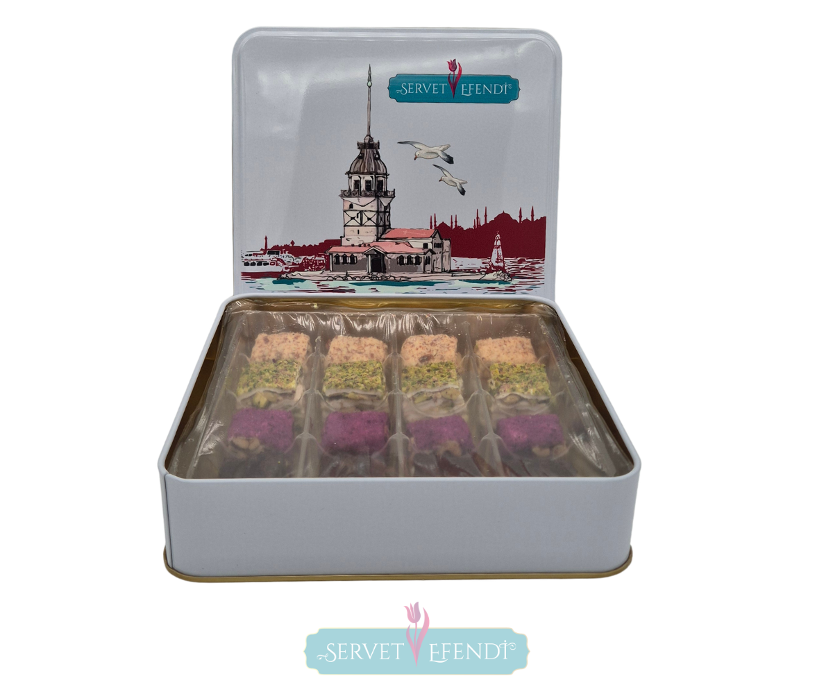 KUTU-P150 (2) Karışık Premium Metal Baklava Dilim Lokum - Görsel 1